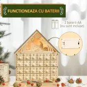 Homcom Calendar Advent – Lemn cu 24 Sertare & Luminite