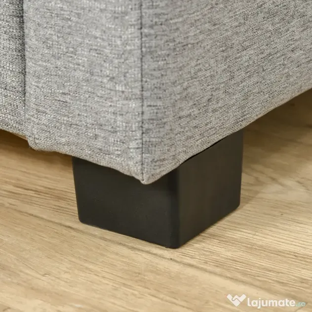 Banca Capul patului HOMCOM cu Compartiment de Depozitare, Lada de Design, Banca Capitonata din Tesatura Gri, 120x50x44cm