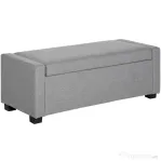 Banca dormitor HOMCOM cu Compartiment de Depozitare din Tesatura, 120x50x44cm - Gri