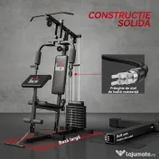 HOMCOM Sală de Gimnastică Multifuncțională cu Greutăți, Aparat Fitness Acasă cu Stivă de Greutăți de 45 kg, Echipament Sportiv Compact | Aosom Romania 