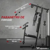 HOMCOM Sală de Gimnastică Multifuncțională cu Greutăți, Aparat Fitness Acasă cu Stivă de Greutăți de 45 kg, Echipament Sportiv Compact | Aosom Romania 