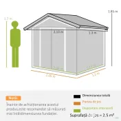 Outsunny Sopron de Gradina pentru Depozitare Unelte, 213x130x185cm, Verde Deschis 