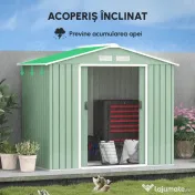 Outsunny Sopron de Gradina pentru Depozitare Unelte, 213x130x185cm, Verde Deschis 