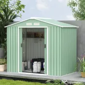 Outsunny Sopron de Gradina pentru Depozitare Unelte, 213x130x185cm, Verde Deschis 