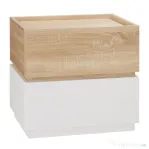 HOMCOM Bedside Table with 2 Stackable Drawers, Modern Nightstand, End Table for Bedroom, Living Room, Nature Wood and White | Aosom Romania