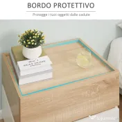 HOMCOM Bedside Table with 2 Stackable Drawers, Modern Nightstand, End Table for Bedroom, Living Room, Nature Wood and White | Aosom Romania 