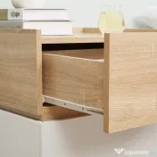 HOMCOM Bedside Table with 2 Stackable Drawers, Modern Nightstand, End Table for Bedroom, Living Room, Nature Wood and White | Aosom Romania 