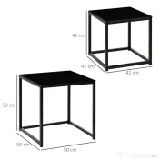 HOMCOM Set 2 Masute pentru Sufragerie Moderne din Otel si Sticla Securizata - Negru 