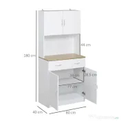 HOMCOM Bufet Bucatarie Alb 80×40×180 cm – Cu Dulap si Sertar