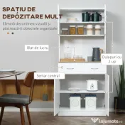 HOMCOM Bufet Bucatarie Alb 80×40×180 cm – Cu Dulap si Sertar