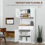 HOMCOM Bufet Bucatarie Alb 80×40×180 cm – Cu Dulap si Sertar