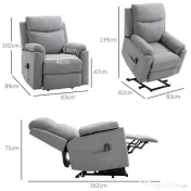 HOMCOM Fotoliu Electric, Reclinabil până la 160° cu Motor, Telecomandă și Suport pentru Picioare, 83x89x102 cm, Gri | Aosom Romania