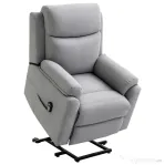 HOMCOM Fotoliu Relax Electric pentru Ridicare și Înclinare cu Telecomandă și Suport pentru Picioare, din Material Textil, Gri Deschis