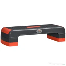 HOMCOM Step Fitness pentru Aerobic, Stepper Reglabil pe 3 Inaltimi 10-15-20cm din Plastic pentru Antrenament Acasa, Negru si Rosu