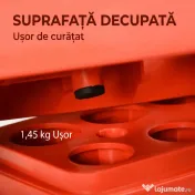 HOMCOM Step Fitness pentru Aerobic, Stepper Reglabil pe 3 Inaltimi 10-15-20cm din Plastic pentru Antrenament Acasa, Negru si Rosu