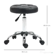 HOMCOM Scaun Rotativ Rotund cu Roți, Înălțime Reglabilă și Tapițerie din Piele Ecologică, Negru