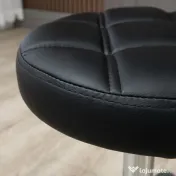 HOMCOM Scaun Rotativ Rotund cu Roți, Înălțime Reglabilă și Tapițerie din Piele Ecologică, Negru
