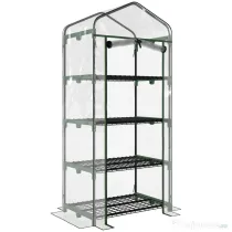 Outsunny Sera pentru Balcon Compacta cu 4 Rafturi pentru Plante, Sera pentru Gradina cu Acoperis din PVC Transparent, 70x50x160cm | Aosom Romania