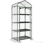 Outsunny Sera pentru Balcon Compacta cu 4 Rafturi pentru Plante, Sera pentru Gradina cu Acoperis din PVC Transparent, 70x50x160cm