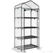 Outsunny Sera pentru Balcon Compacta cu 4 Rafturi pentru Plante, Sera pentru Gradina cu Acoperis din PVC Transparent, 70x50x160cm 
