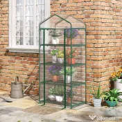 Outsunny Sera pentru Balcon Compacta cu 4 Rafturi pentru Plante, Sera pentru Gradina cu Acoperis din PVC Transparent, 70x50x160cm 