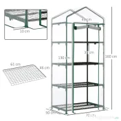 Outsunny Sera pentru Balcon Compacta cu 4 Rafturi pentru Plante, Sera pentru Gradina cu Acoperis din PVC Transparent, 70x50x160cm 
