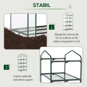 Outsunny Sera pentru Balcon Compacta cu 4 Rafturi pentru Plante, Sera pentru Gradina cu Acoperis din PVC Transparent, 70x50x160cm 
