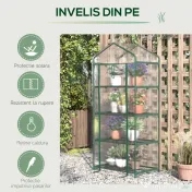 Outsunny Sera pentru Balcon Compacta cu 4 Rafturi pentru Plante, Sera pentru Gradina cu Acoperis din PVC Transparent, 70x50x160cm 