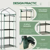 Outsunny Sera pentru Balcon Compacta cu 4 Rafturi pentru Plante, Sera pentru Gradina cu Acoperis din PVC Transparent, 70x50x160cm 