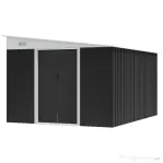 Magazie de Gradina Outsunny cu Usa Glisanta si Orificii de Aerisire, din Otel Galvanizat, 345x280.5x169-201 cm, Negru