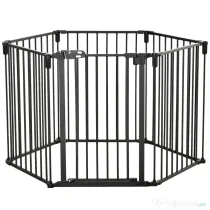 PawHut Poartă de Siguranță Pliabilă cu 6 Secțiuni pentru Câini cu Sistem Automat de Blocare și Închidere, 362,5x2x76 cm, Negru | Aosom Romania