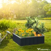 Outsunny Pat de Gradina Inaltat din Otel, Baza Deschisa si Asamblare fara Utilizarea Sculelor, 90x90x30cm 