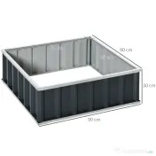 Outsunny Pat de Gradina Inaltat din Otel, Baza Deschisa si Asamblare fara Utilizarea Sculelor, 90x90x30cm 