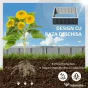 Outsunny Pat de Gradina Inaltat din Otel, Baza Deschisa si Asamblare fara Utilizarea Sculelor, 90x90x30cm 