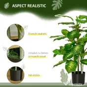 Homcom Planta Artificiala Verde Ø17×14,5 cm – Ghiveci Negru Interior/Exterior 