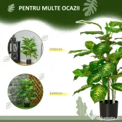 Homcom Planta Artificiala Verde Ø17×14,5 cm – Ghiveci Negru Interior/Exterior 