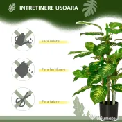 Homcom Planta Artificiala Verde Ø17×14,5 cm – Ghiveci Negru Interior/Exterior 