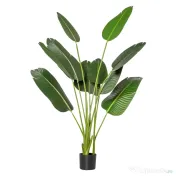 HOMCOM Bananier Artificial 160 cm cu Ghiveci și 10 Frunze Realiste, Plantă Artificială Tropicală pentru Decorațiuni Interioare și Exterioare, Verde 