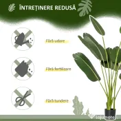 HOMCOM Bananier Artificial 160 cm cu Ghiveci și 10 Frunze Realiste, Plantă Artificială Tropicală pentru Decorațiuni Interioare și Exterioare, Verde 