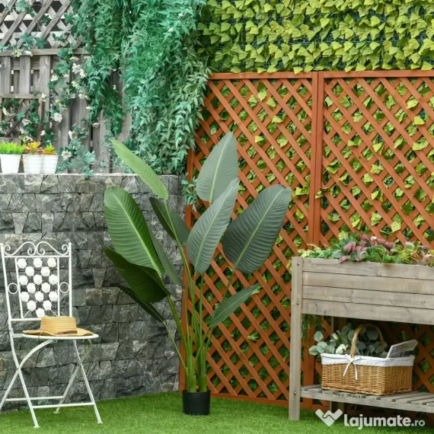 HOMCOM Bananier Artificial 160 cm cu Ghiveci și 10 Frunze Realiste, Plantă Artificială Tropicală pentru Decorațiuni Interioare și Exterioare, Verde