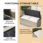 Outsunny Set de mobilier de gradina din ratan de 6 piese, canapea si 2 fotolii tapitate pentru 7 persoane, bej