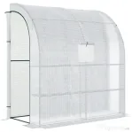 Outsunny 7' x 3' x 7' Outdoor Walk-In Greenhouse, Plant Nursery with Roll-up Windows, PE Cover, and 3 Wire Shelves, White