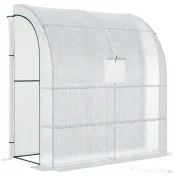 Outsunny 7' x 3' x 7' Outdoor Walk-In Greenhouse, Plant Nursery with Roll-up Windows, PE Cover, and 3 Wire Shelves, White 