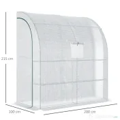 Outsunny 7' x 3' x 7' Outdoor Walk-In Greenhouse, Plant Nursery with Roll-up Windows, PE Cover, and 3 Wire Shelves, White 