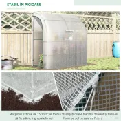 Outsunny 7' x 3' x 7' Outdoor Walk-In Greenhouse, Plant Nursery with Roll-up Windows, PE Cover, and 3 Wire Shelves, White 