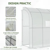 Outsunny 7' x 3' x 7' Outdoor Walk-In Greenhouse, Plant Nursery with Roll-up Windows, PE Cover, and 3 Wire Shelves, White 