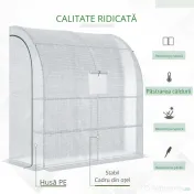 Outsunny 7' x 3' x 7' Outdoor Walk-In Greenhouse, Plant Nursery with Roll-up Windows, PE Cover, and 3 Wire Shelves, White 