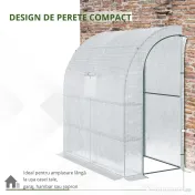 Outsunny 7' x 3' x 7' Outdoor Walk-In Greenhouse, Plant Nursery with Roll-up Windows, PE Cover, and 3 Wire Shelves, White 