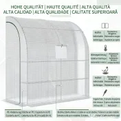 Outsunny 7' x 3' x 7' Outdoor Walk-In Greenhouse, Plant Nursery with Roll-up Windows, PE Cover, and 3 Wire Shelves, White 