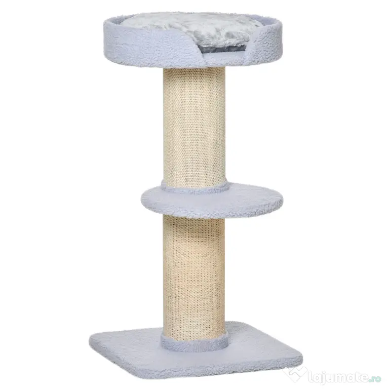 Ansamblu de joaca pentru pisici cu culcus, perna, stalp din franghie de sisal, 45x45x91cm, albastru deschis PawHut | Aosom Romania